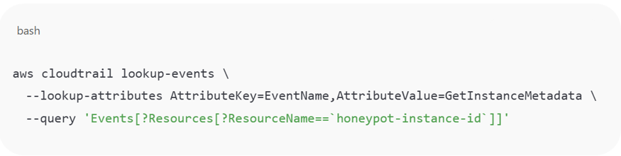 Monitor access to metadata APIs from workloads not marked as test or deception assets Monitor access to metadata APIs from workloads not marked as test or deception assets