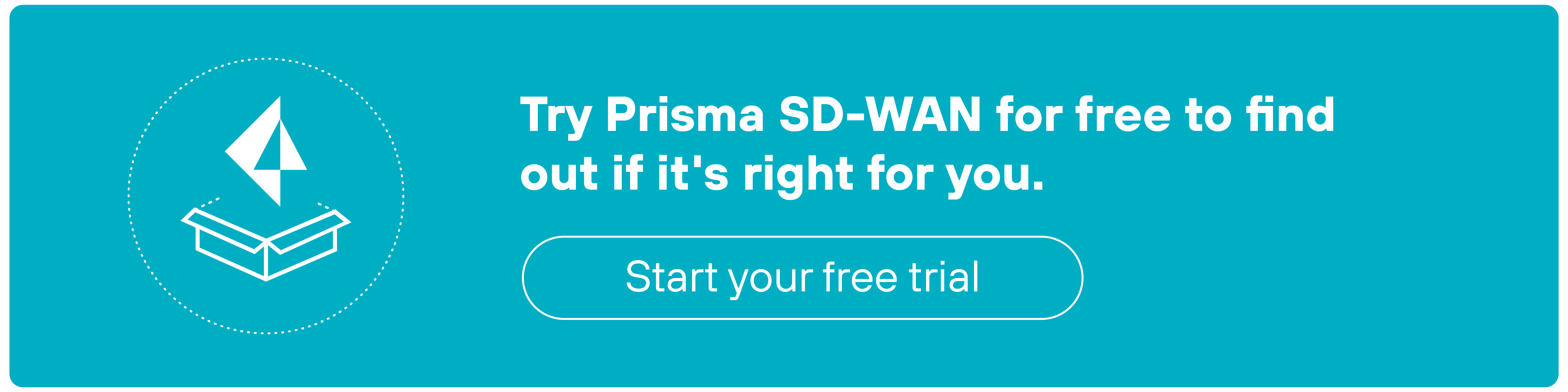 Teal CTA banner featuring an icon of a hand holding the Palo Alto Networks Prisma SASE icon on the left. The text reads Get a personalized Prisma SASE demo.Below this text is a button labeled Request demo.