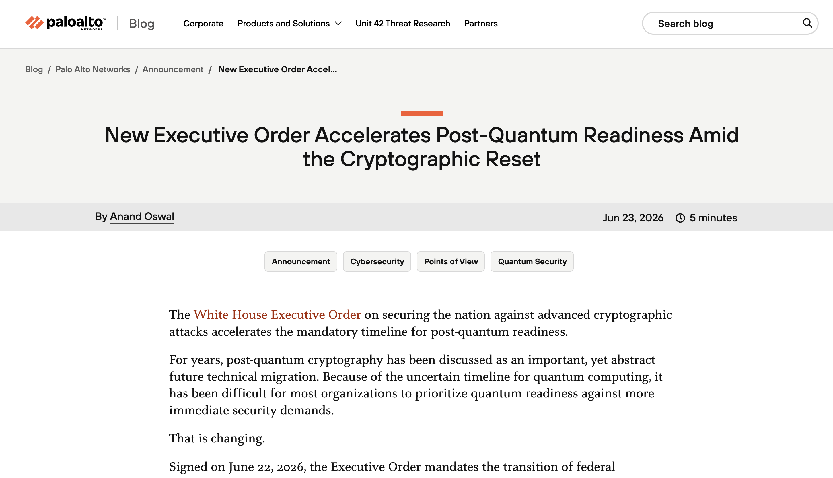 New Executive Order Accelerates Post-Quantum Readiness Amid the Cryptographic Reset